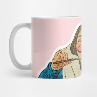 Mustache man eating Mug